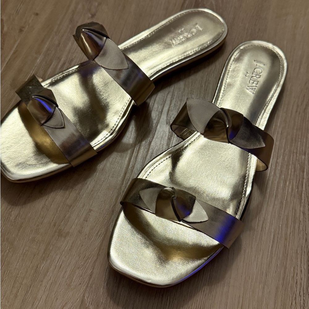 J. Crew Gold Sandals with Metallic Finish